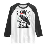 F Caw F Gothic Christmas Raven Raglan Shirt With Skull Funny Dark Holiday Humor Spooky Season - Wonder Print Shop