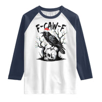F Caw F Gothic Christmas Raven Raglan Shirt With Skull Funny Dark Holiday Humor Spooky Season - Wonder Print Shop