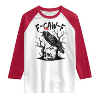 F Caw F Gothic Christmas Raven Raglan Shirt With Skull Funny Dark Holiday Humor Spooky Season - Wonder Print Shop