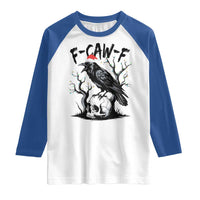F Caw F Gothic Christmas Raven Raglan Shirt With Skull Funny Dark Holiday Humor Spooky Season - Wonder Print Shop