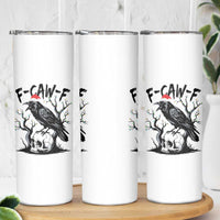F Caw F Gothic Christmas Raven Skinny Tumbler With Skull Funny Dark Holiday Humor Spooky Season - Wonder Print Shop