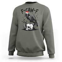F Caw F Gothic Christmas Raven Sweatshirt With Skull Funny Dark Holiday Humor Spooky Season - Wonder Print Shop