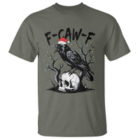 F Caw F Gothic Christmas Raven T Shirt With Skull Funny Dark Holiday Humor Spooky Season - Wonder Print Shop