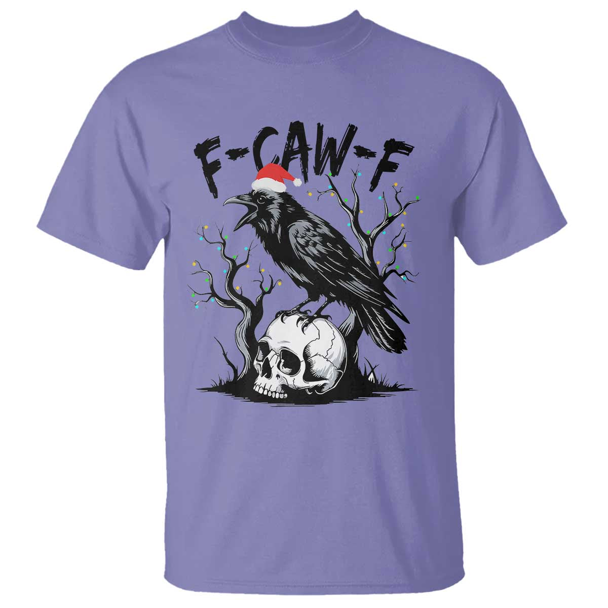 F Caw F Gothic Christmas Raven T Shirt With Skull Funny Dark Holiday Humor Spooky Season - Wonder Print Shop