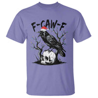 F Caw F Gothic Christmas Raven T Shirt With Skull Funny Dark Holiday Humor Spooky Season - Wonder Print Shop