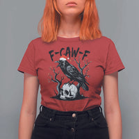 F Caw F Gothic Christmas Raven T Shirt For Women With Skull Funny Dark Holiday Humor Spooky Season - Wonder Print Shop
