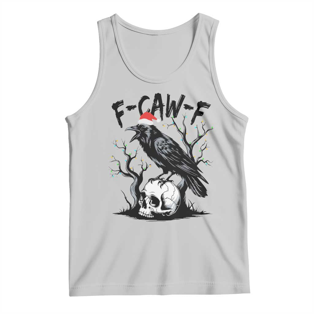 F Caw F Gothic Christmas Raven Tank Top With Skull Funny Dark Holiday Humor Spooky Season - Wonder Print Shop