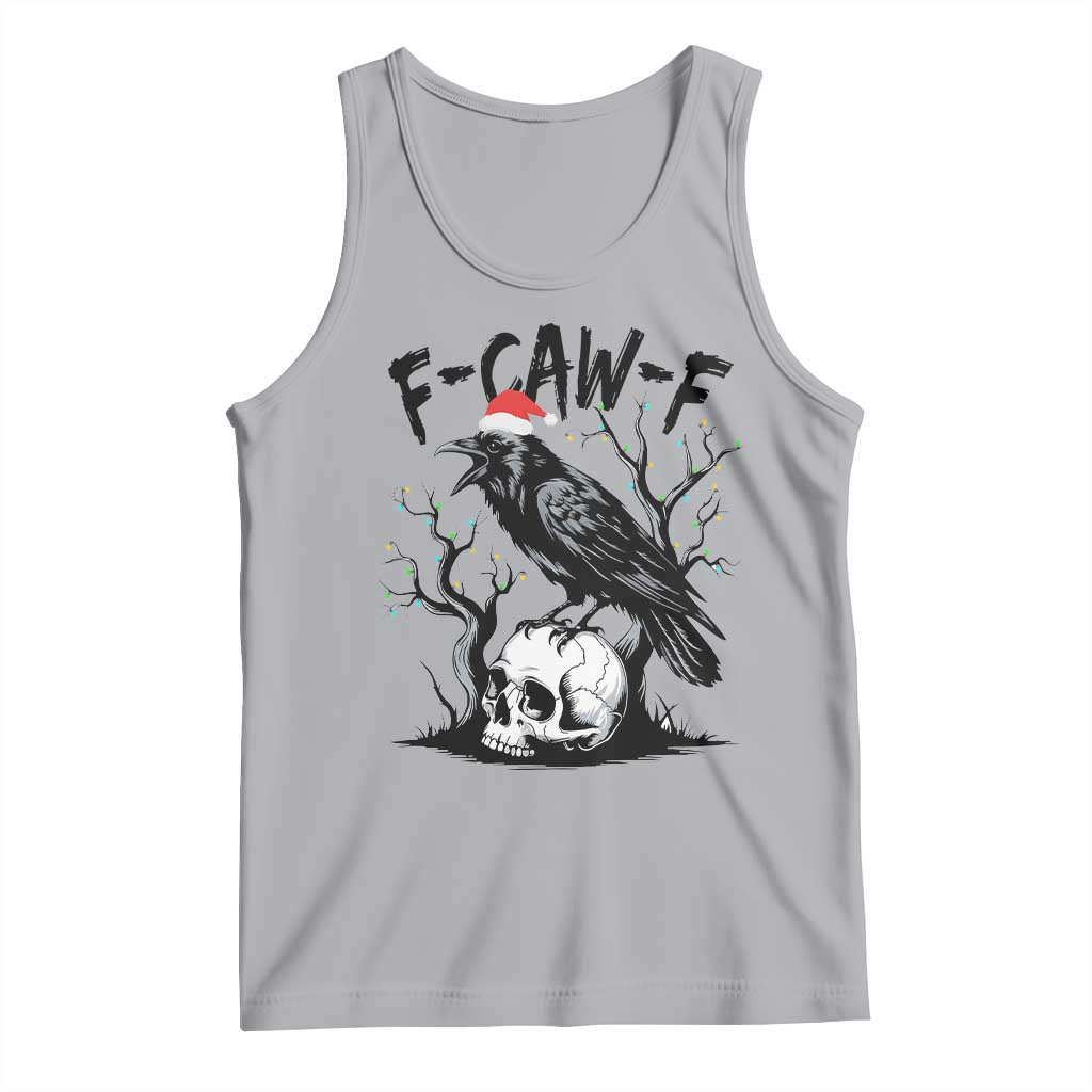 F Caw F Gothic Christmas Raven Tank Top With Skull Funny Dark Holiday Humor Spooky Season - Wonder Print Shop