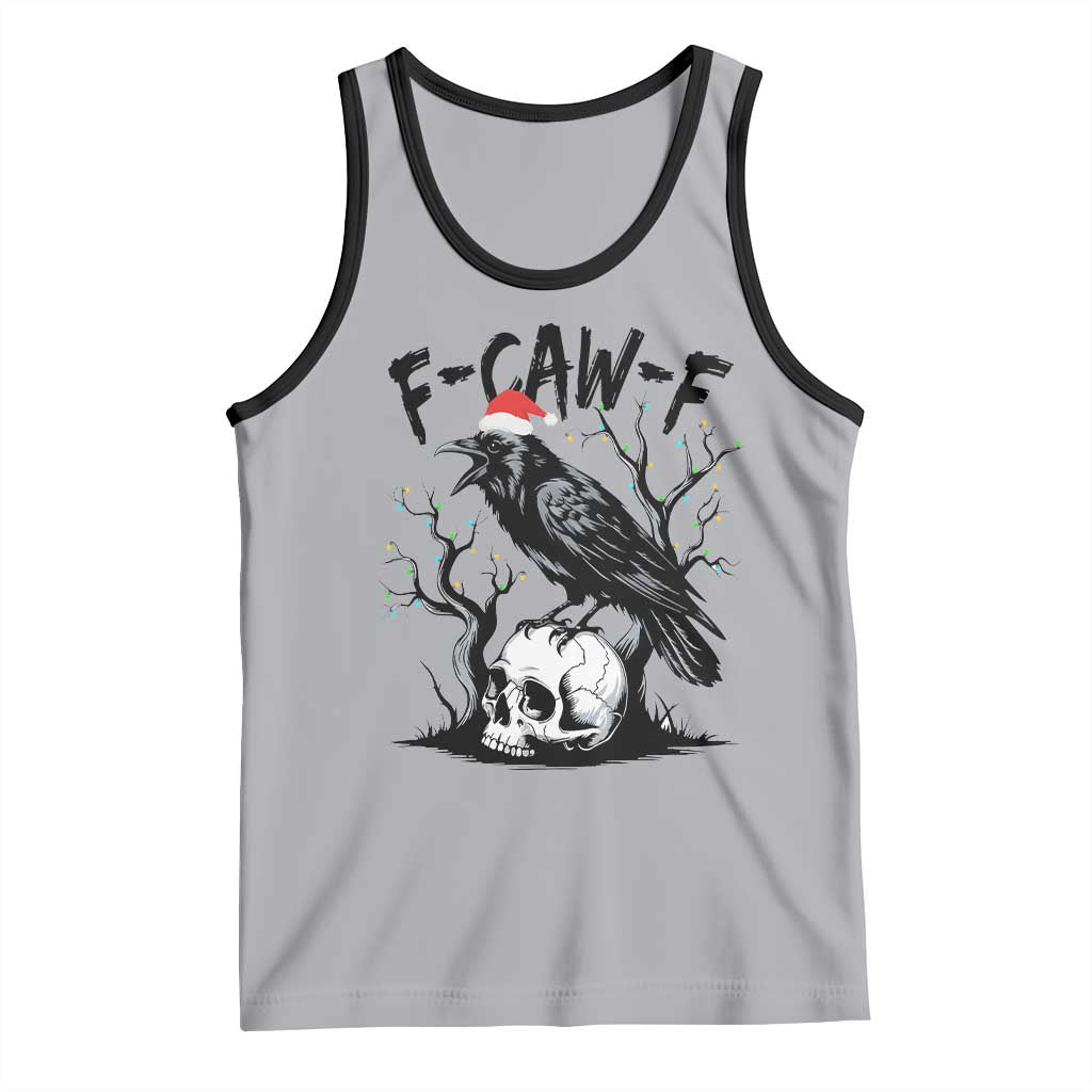 F Caw F Gothic Christmas Raven Tank Top With Skull Funny Dark Holiday Humor Spooky Season - Wonder Print Shop