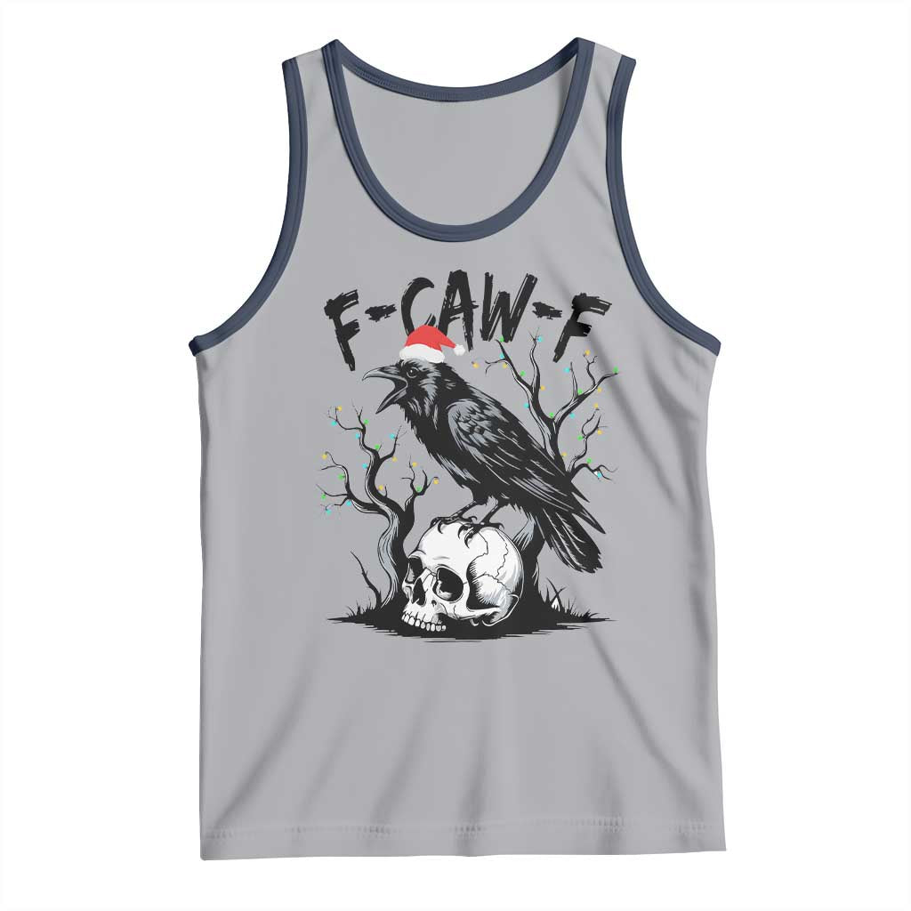F Caw F Gothic Christmas Raven Tank Top With Skull Funny Dark Holiday Humor Spooky Season - Wonder Print Shop