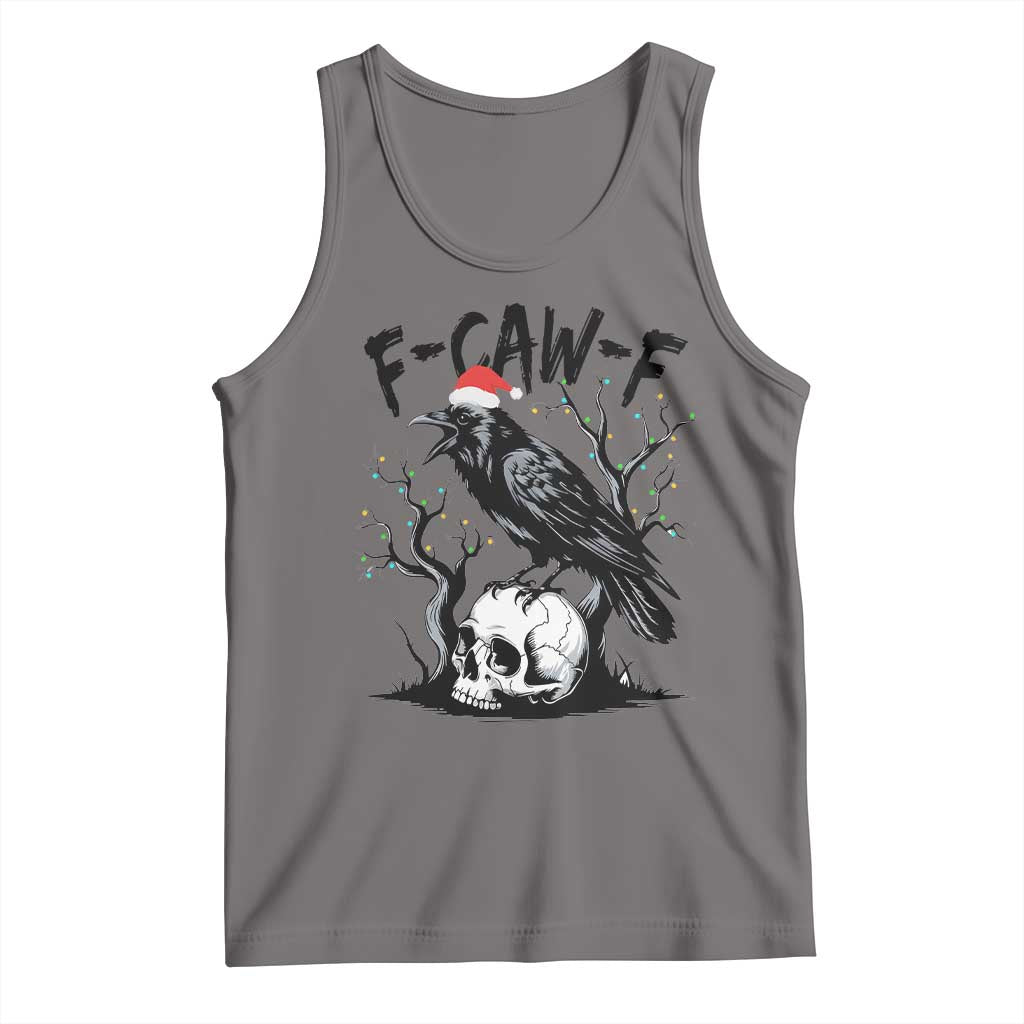 F Caw F Gothic Christmas Raven Tank Top With Skull Funny Dark Holiday Humor Spooky Season - Wonder Print Shop