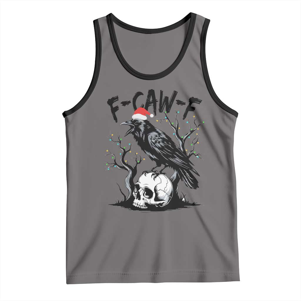 F Caw F Gothic Christmas Raven Tank Top With Skull Funny Dark Holiday Humor Spooky Season - Wonder Print Shop