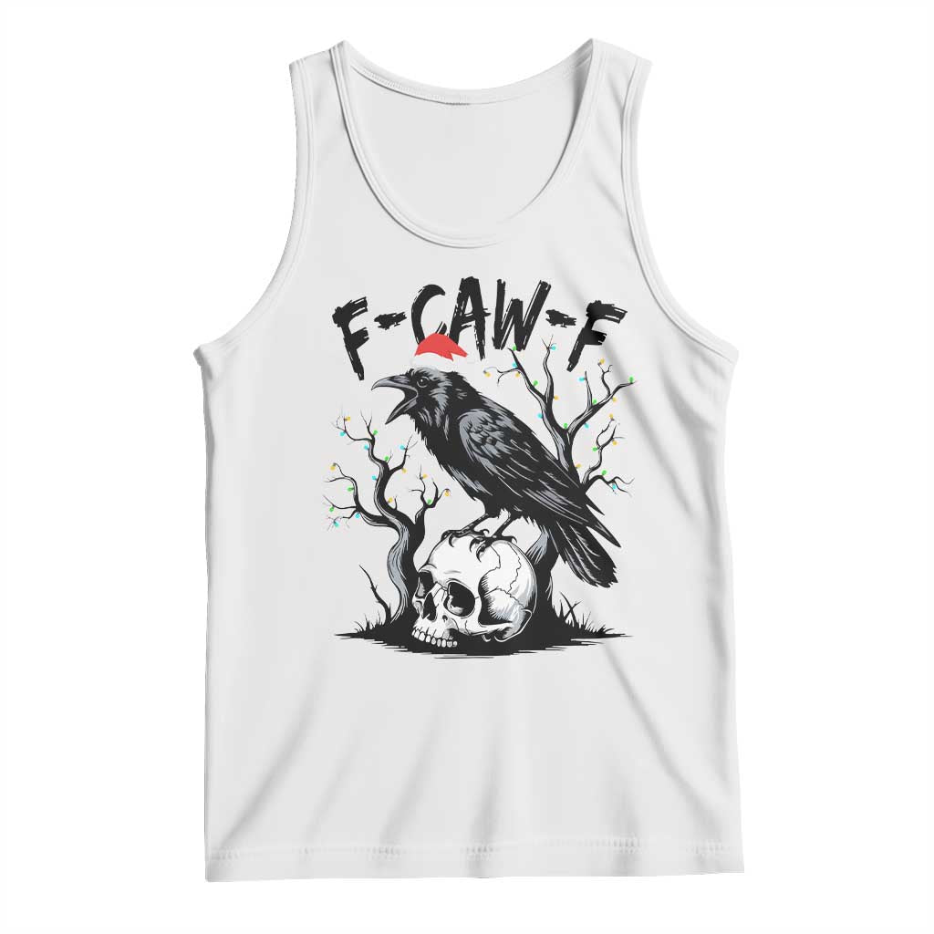 F Caw F Gothic Christmas Raven Tank Top With Skull Funny Dark Holiday Humor Spooky Season - Wonder Print Shop