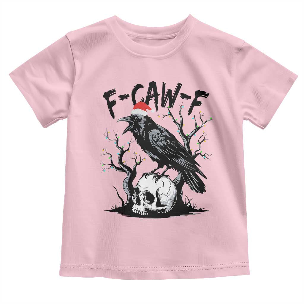 F Caw F Gothic Christmas Raven Toddler T Shirt With Skull Funny Dark Holiday Humor Spooky Season - Wonder Print Shop
