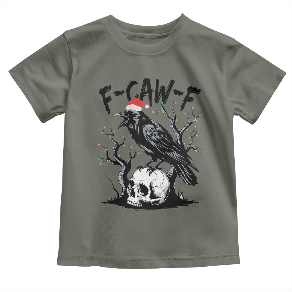 F Caw F Gothic Christmas Raven Toddler T Shirt With Skull Funny Dark Holiday Humor Spooky Season - Wonder Print Shop