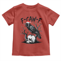 F Caw F Gothic Christmas Raven Toddler T Shirt With Skull Funny Dark Holiday Humor Spooky Season - Wonder Print Shop