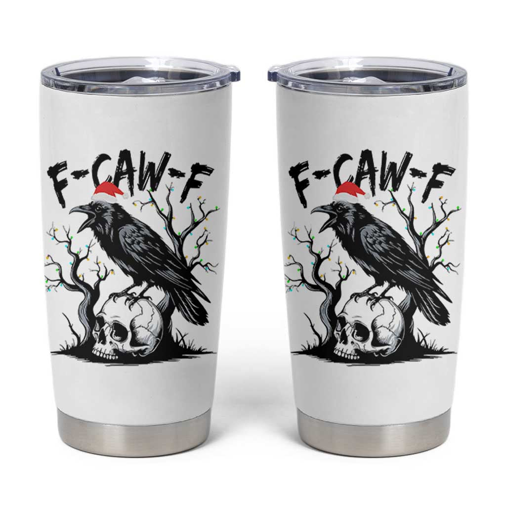 F Caw F Gothic Christmas Raven Tumbler Cup With Skull Funny Dark Holiday Humor Spooky Season - Wonder Print Shop