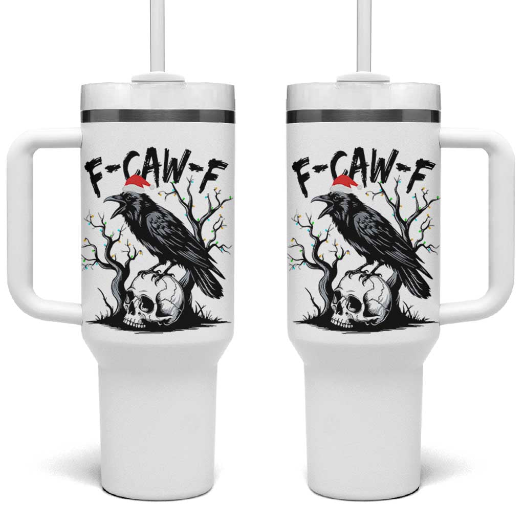 F Caw F Gothic Christmas Raven Tumbler With Handle With Skull Funny Dark Holiday Humor Spooky Season - Wonder Print Shop