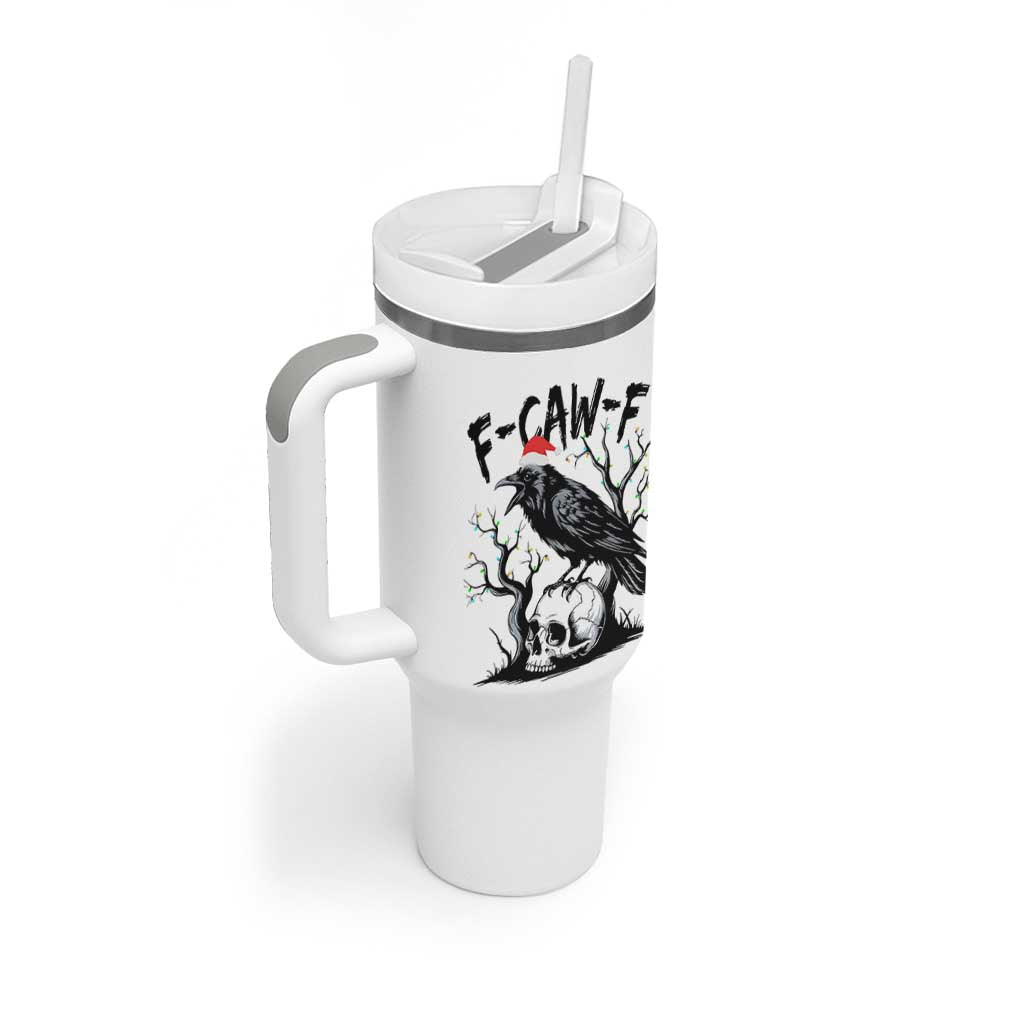 F Caw F Gothic Christmas Raven Tumbler With Handle With Skull Funny Dark Holiday Humor Spooky Season - Wonder Print Shop