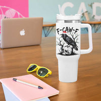 F Caw F Gothic Christmas Raven Tumbler With Handle With Skull Funny Dark Holiday Humor Spooky Season - Wonder Print Shop