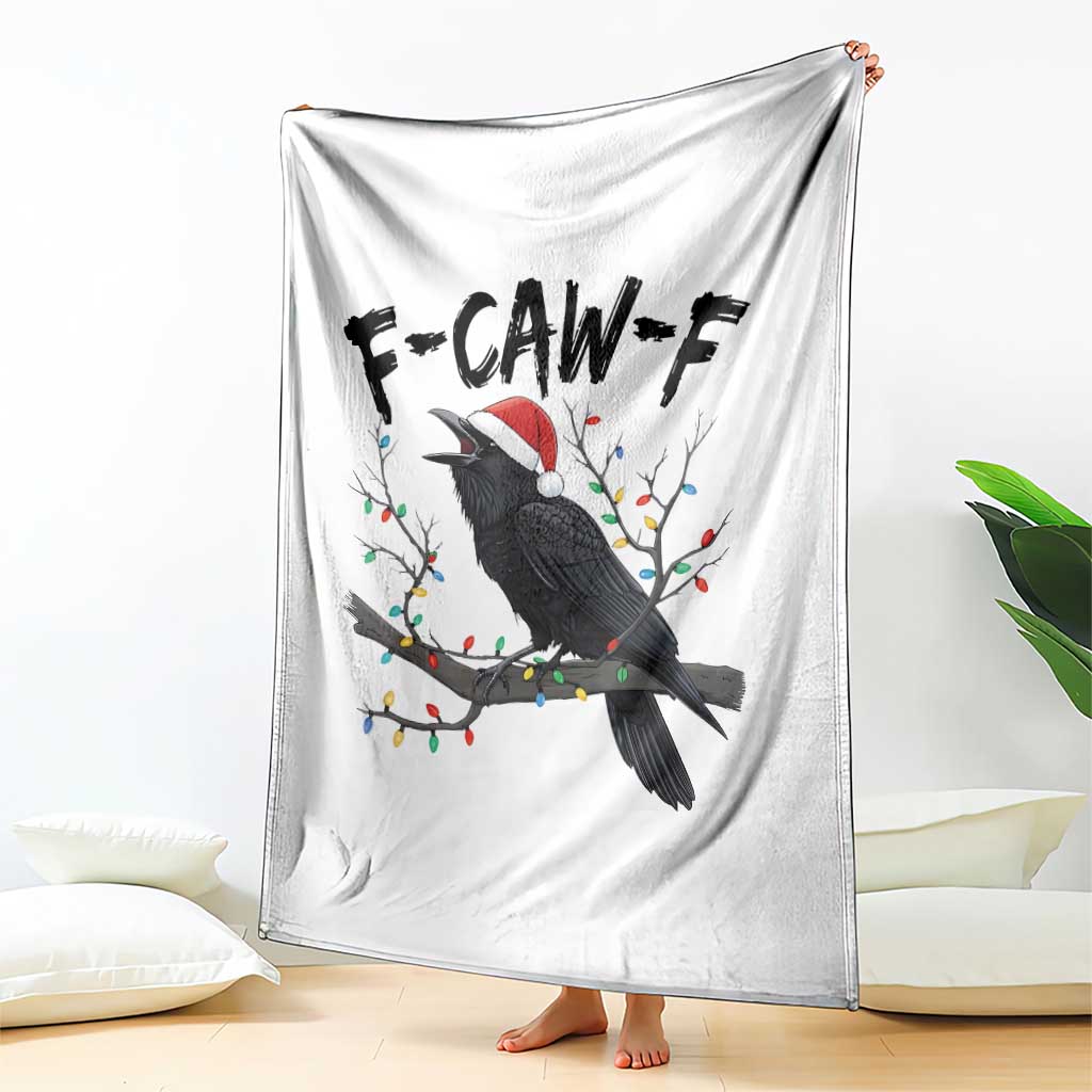 F Caw F Raven Christmas Throw Blanket Funny Dark Holiday Humor Spooky Season - Wonder Print Shop