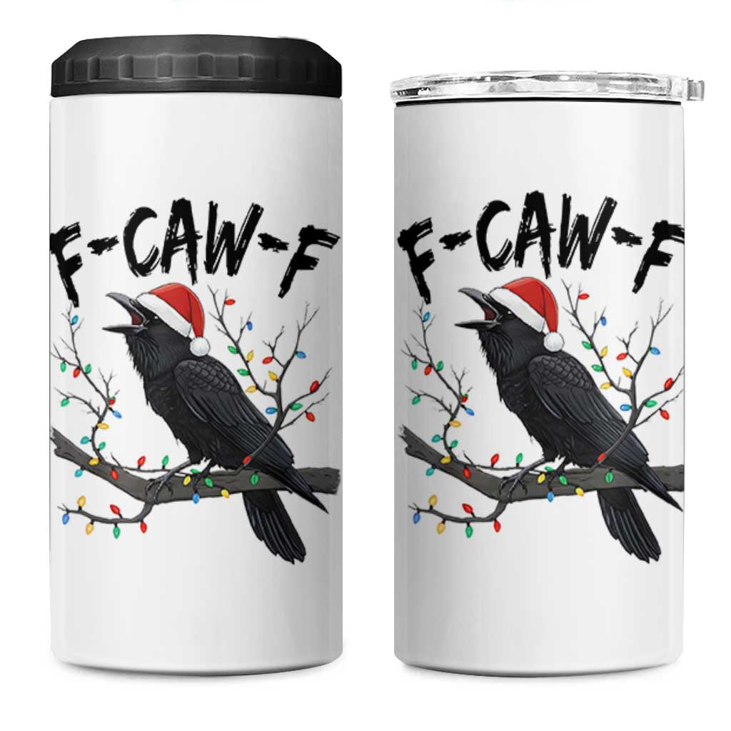 F Caw F Raven Christmas 4 in 1 Can Cooler Tumbler Funny Dark Holiday Humor Spooky Season - Wonder Print Shop