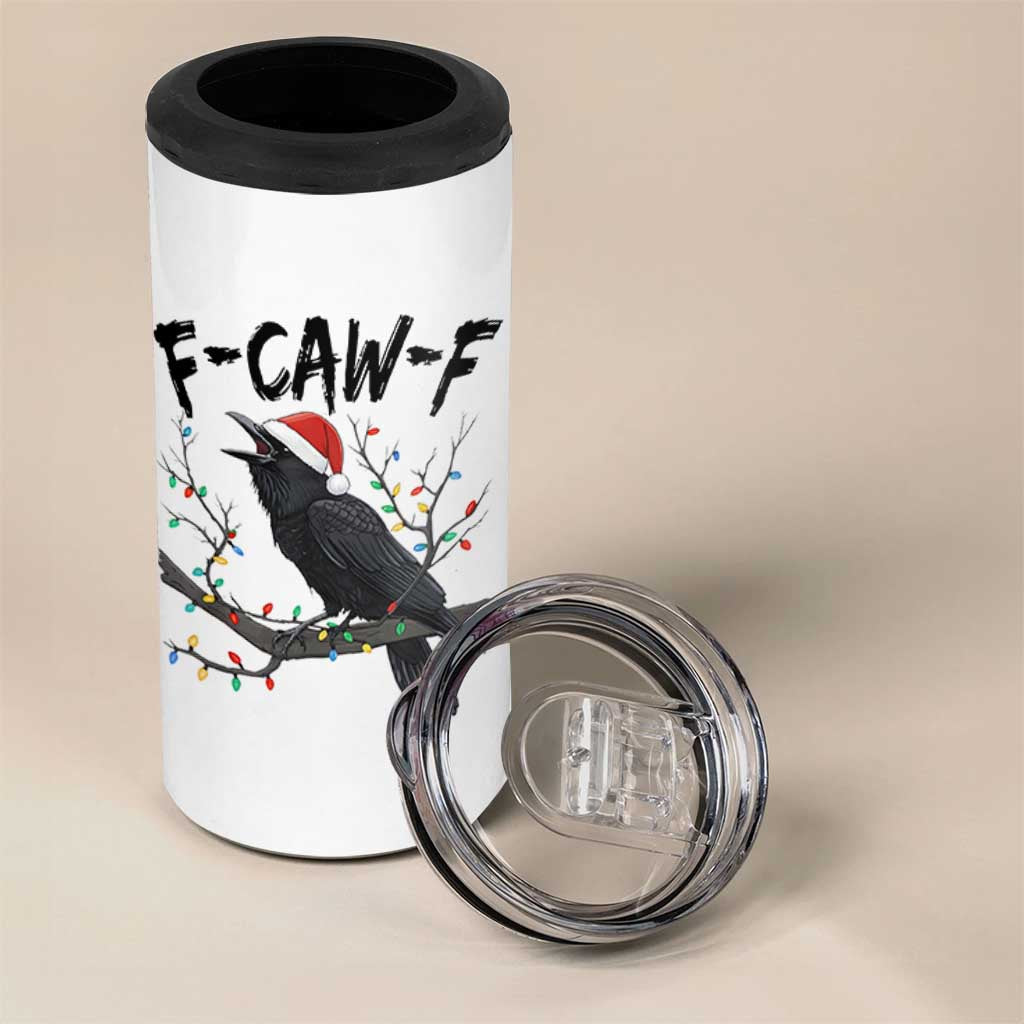 F Caw F Raven Christmas 4 in 1 Can Cooler Tumbler Funny Dark Holiday Humor Spooky Season - Wonder Print Shop