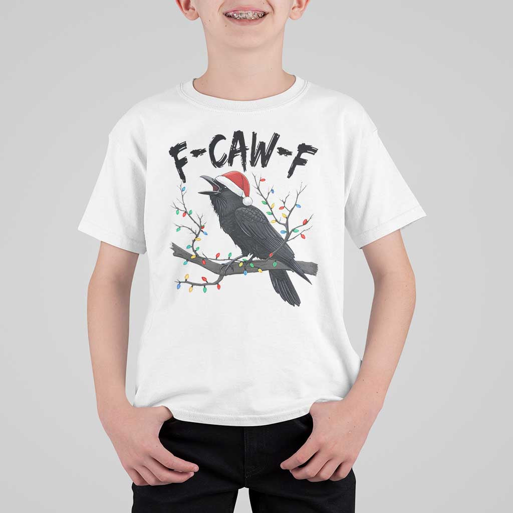F Caw F Raven Christmas T Shirt For Kid Funny Dark Holiday Humor Spooky Season - Wonder Print Shop
