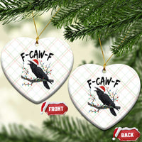 F Caw F Raven Xmas Ceramic Ornament Funny Dark Holiday Humor Spooky Season - Wonder Print Shop