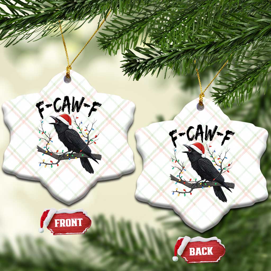 F Caw F Raven Xmas Ceramic Ornament Funny Dark Holiday Humor Spooky Season - Wonder Print Shop