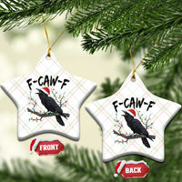 F Caw F Raven Xmas Ceramic Ornament Funny Dark Holiday Humor Spooky Season - Wonder Print Shop