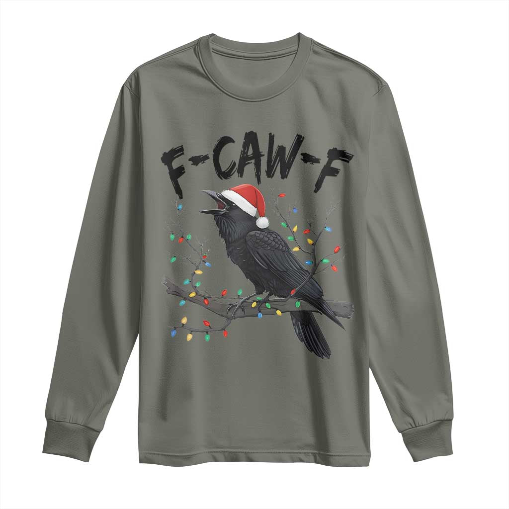 F Caw F Raven Christmas Long Sleeve Shirt Funny Dark Holiday Humor Spooky Season - Wonder Print Shop