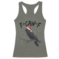 F Caw F Raven Christmas Racerback Tank Top Funny Dark Holiday Humor Spooky Season - Wonder Print Shop
