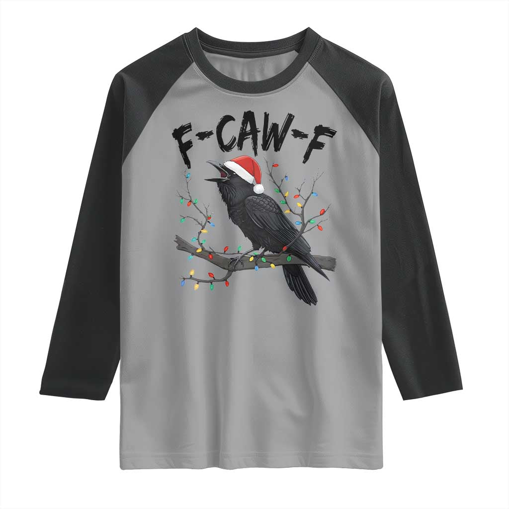 F Caw F Raven Christmas Raglan Shirt Funny Dark Holiday Humor Spooky Season - Wonder Print Shop