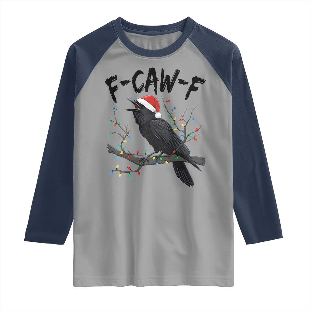 F Caw F Raven Christmas Raglan Shirt Funny Dark Holiday Humor Spooky Season - Wonder Print Shop