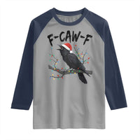 F Caw F Raven Christmas Raglan Shirt Funny Dark Holiday Humor Spooky Season - Wonder Print Shop