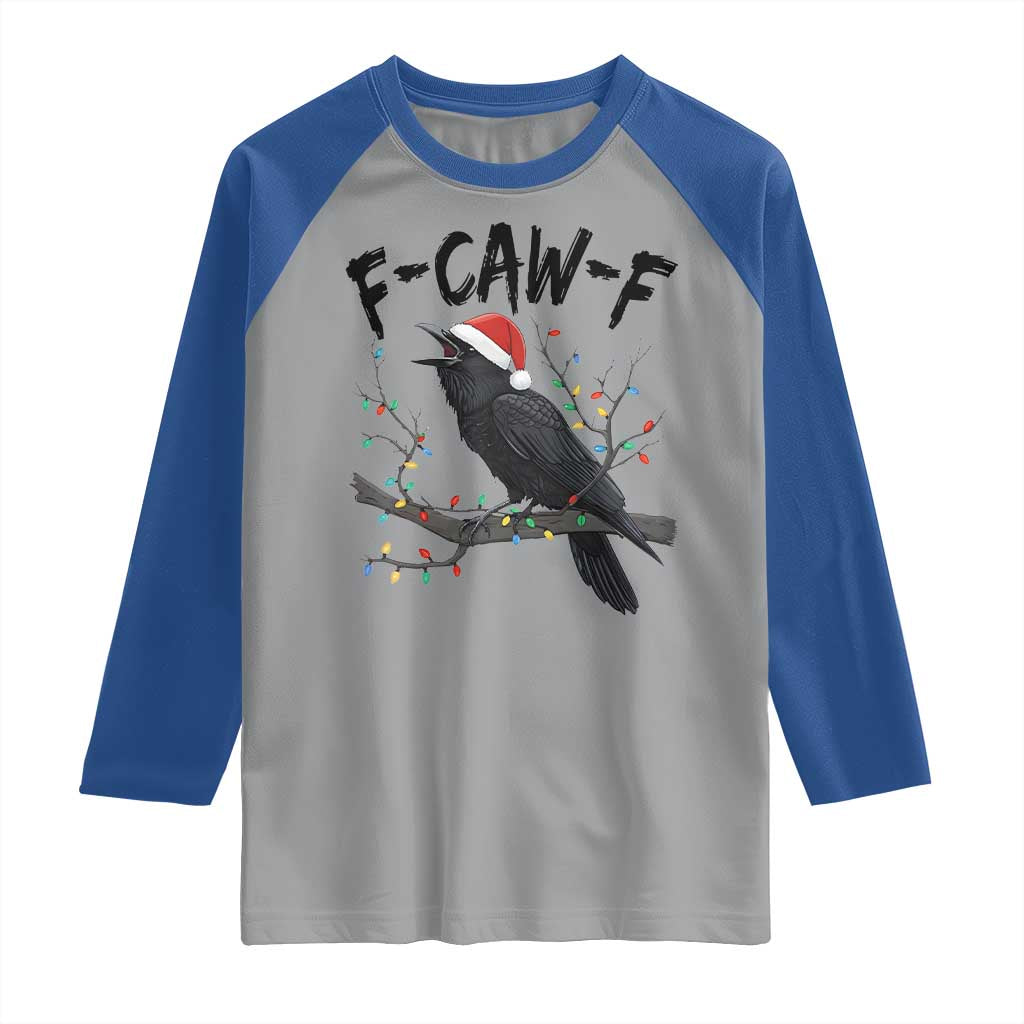 F Caw F Raven Christmas Raglan Shirt Funny Dark Holiday Humor Spooky Season - Wonder Print Shop