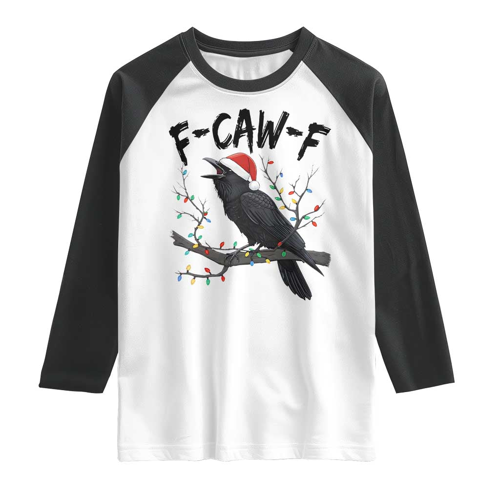 F Caw F Raven Christmas Raglan Shirt Funny Dark Holiday Humor Spooky Season - Wonder Print Shop