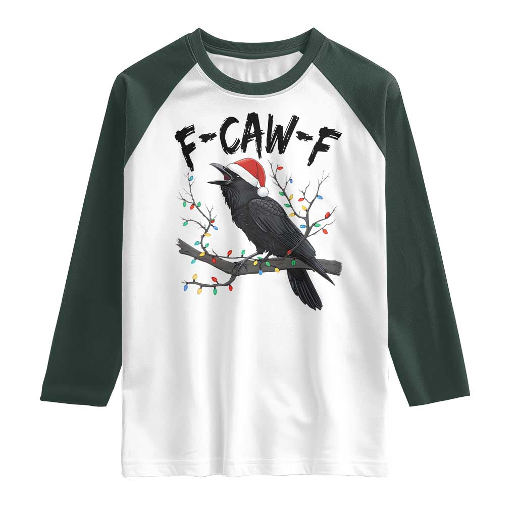 F Caw F Raven Christmas Raglan Shirt Funny Dark Holiday Humor Spooky Season - Wonder Print Shop