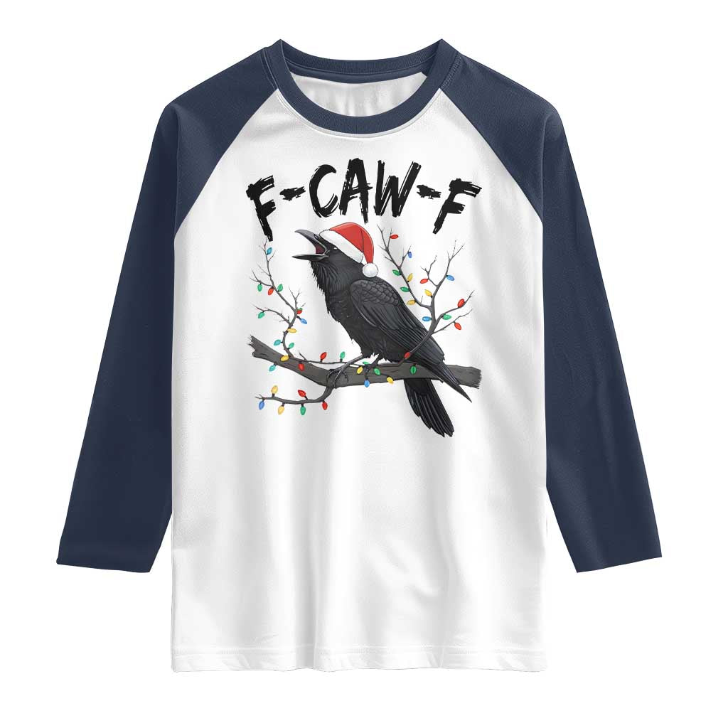 F Caw F Raven Christmas Raglan Shirt Funny Dark Holiday Humor Spooky Season - Wonder Print Shop