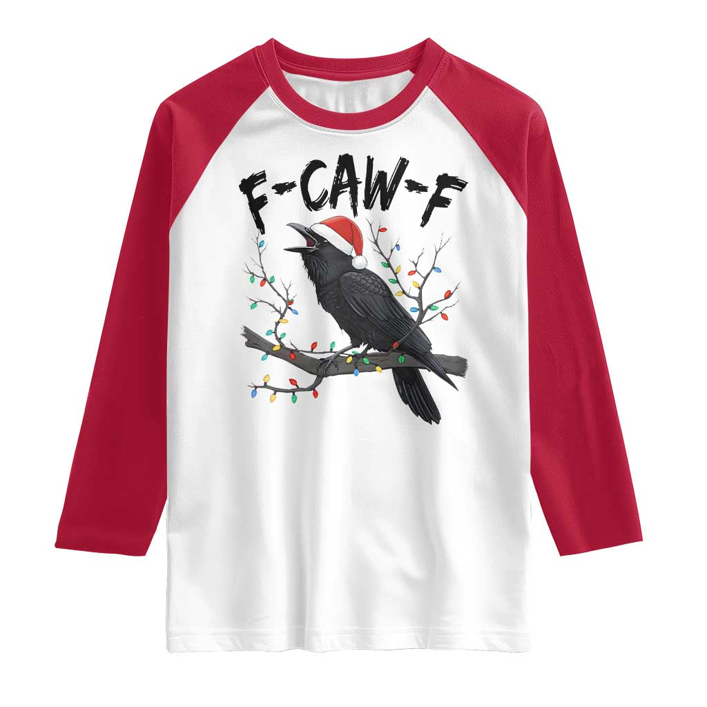 F Caw F Raven Christmas Raglan Shirt Funny Dark Holiday Humor Spooky Season - Wonder Print Shop