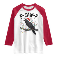F Caw F Raven Christmas Raglan Shirt Funny Dark Holiday Humor Spooky Season - Wonder Print Shop