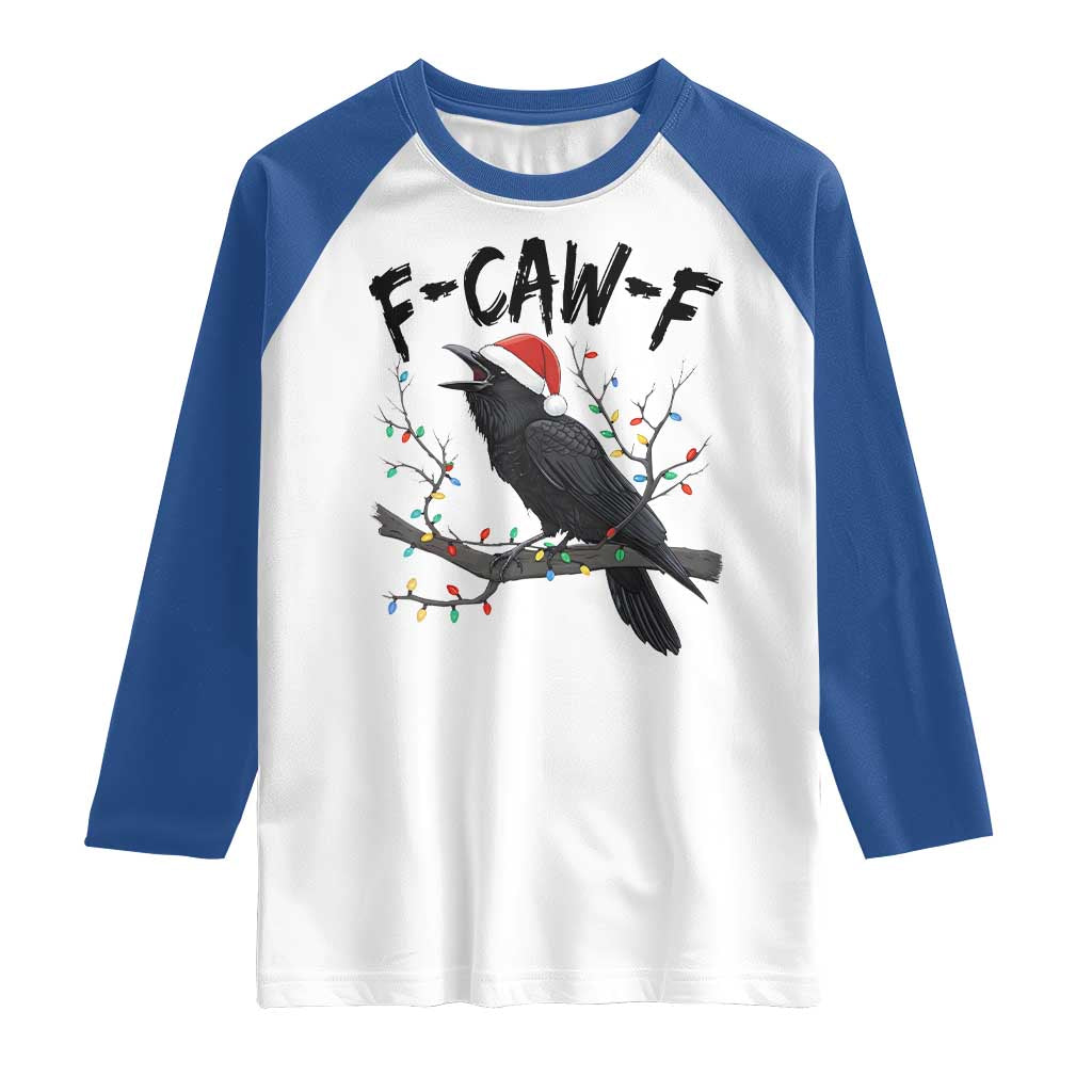 F Caw F Raven Christmas Raglan Shirt Funny Dark Holiday Humor Spooky Season - Wonder Print Shop