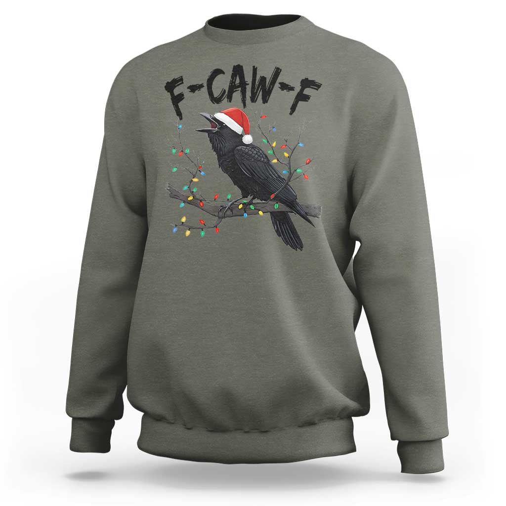 F Caw F Raven Christmas Sweatshirt Funny Dark Holiday Humor Spooky Season - Wonder Print Shop
