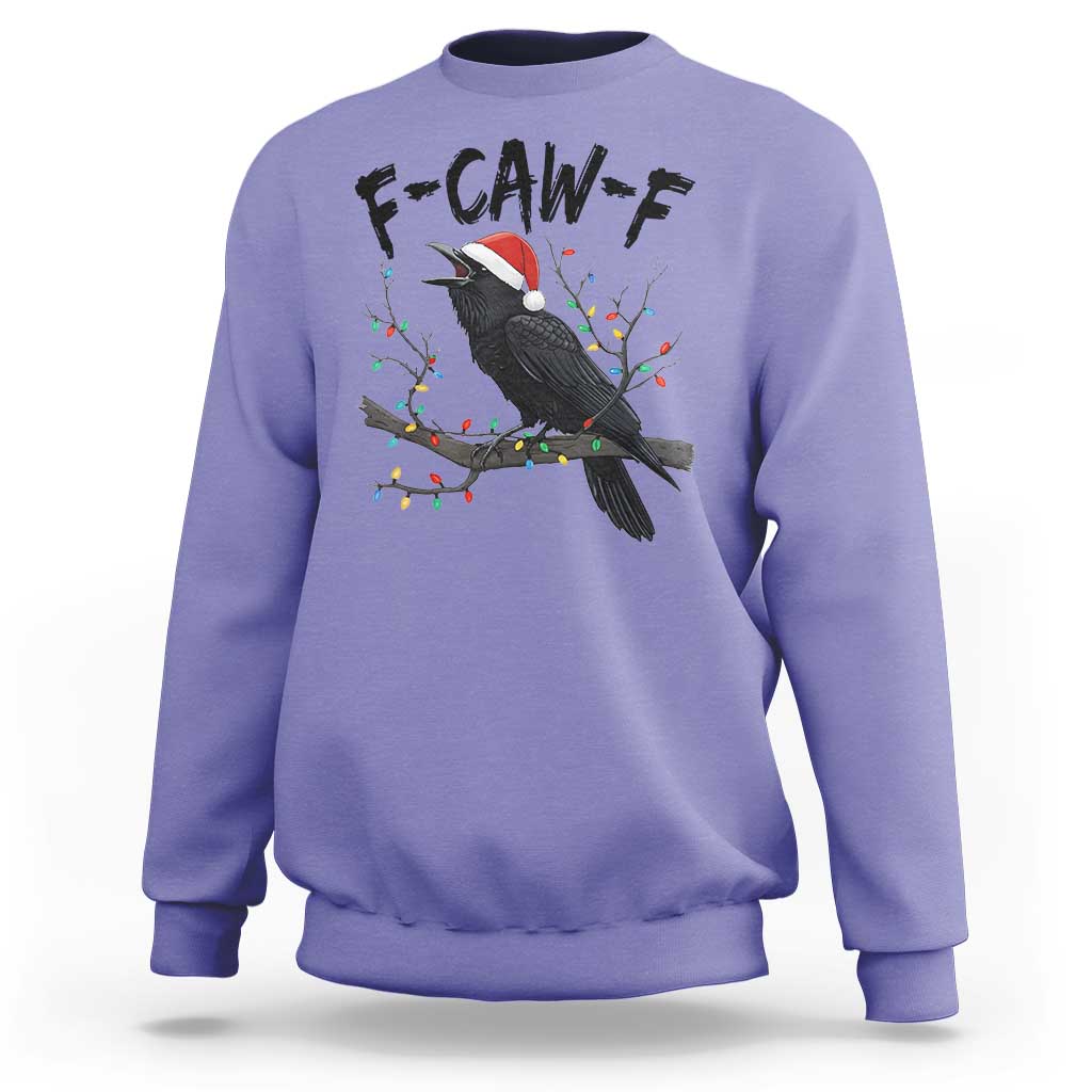 F Caw F Raven Christmas Sweatshirt Funny Dark Holiday Humor Spooky Season - Wonder Print Shop