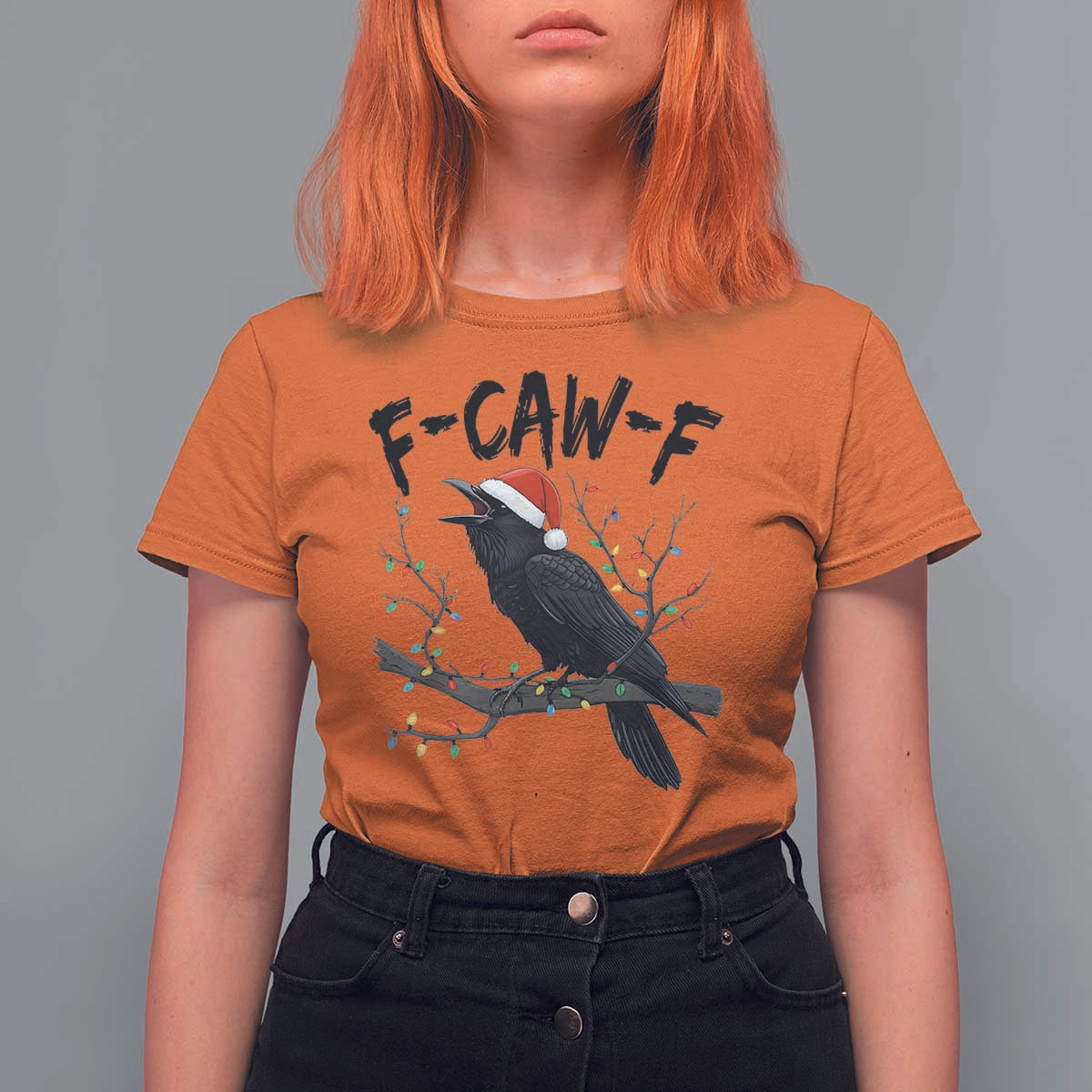F Caw F Raven Christmas T Shirt For Women Funny Dark Holiday Humor Spooky Season - Wonder Print Shop