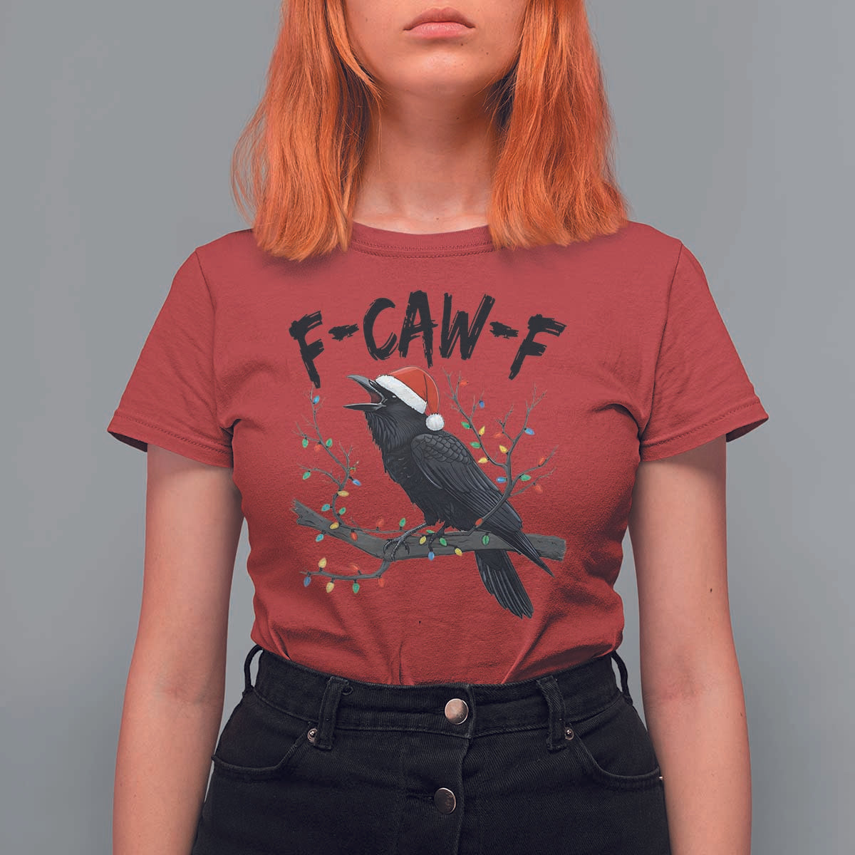 F Caw F Raven Christmas T Shirt For Women Funny Dark Holiday Humor Spooky Season - Wonder Print Shop