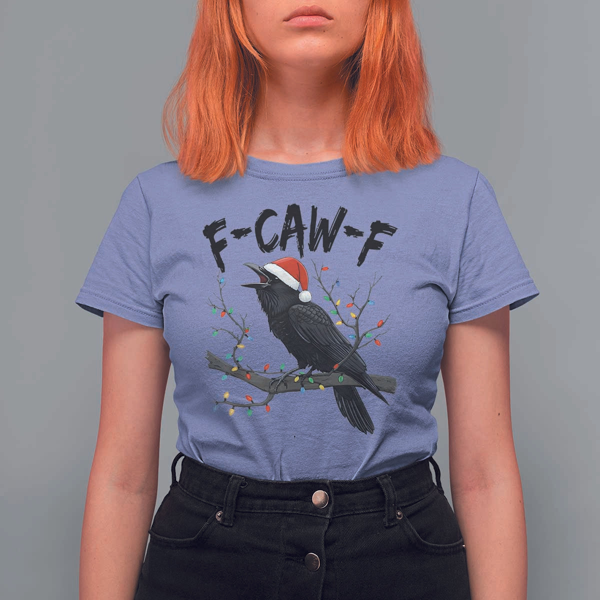 F Caw F Raven Christmas T Shirt For Women Funny Dark Holiday Humor Spooky Season - Wonder Print Shop