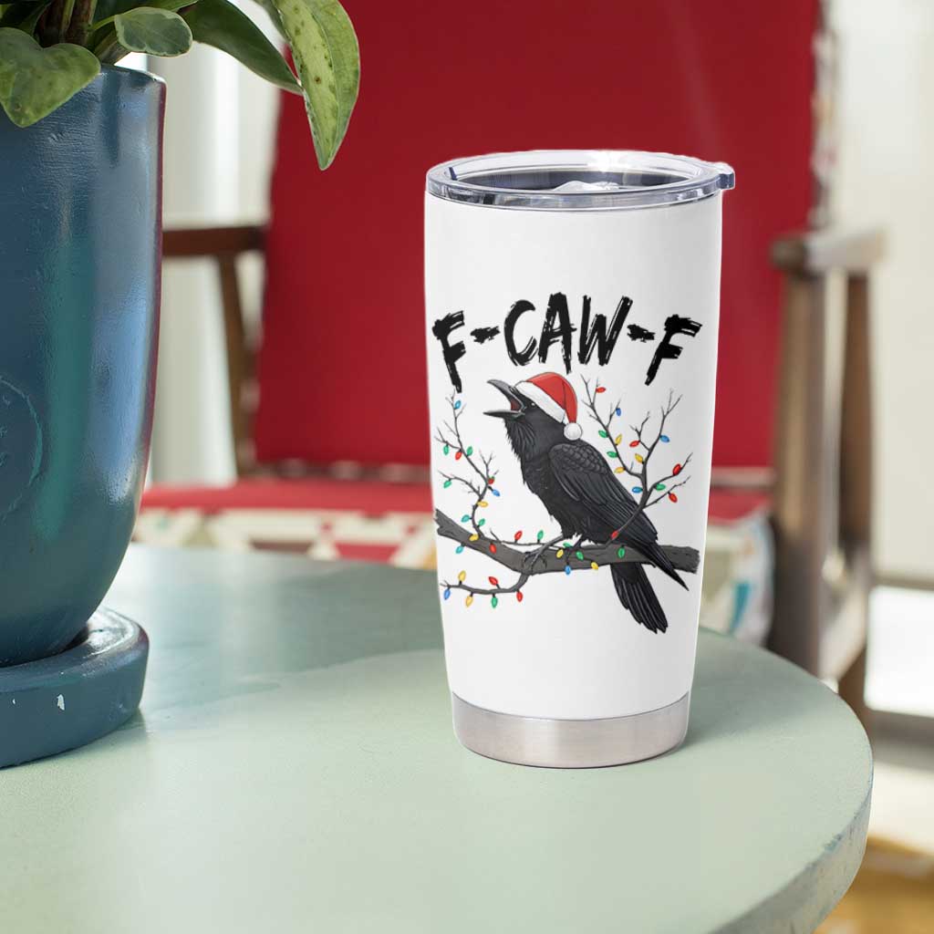 F Caw F Raven Christmas Tumbler Cup Funny Dark Holiday Humor Spooky Season - Wonder Print Shop