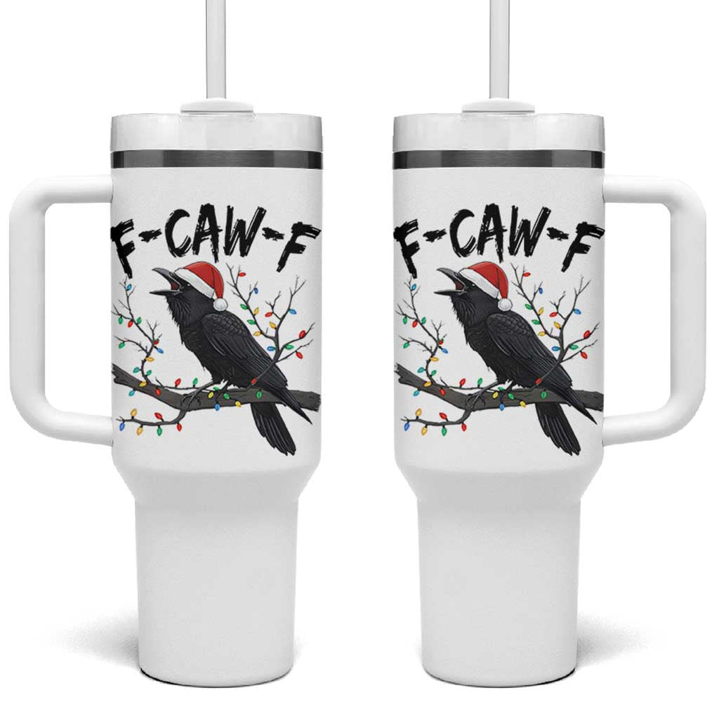 F Caw F Raven Christmas Tumbler With Handle Funny Dark Holiday Humor Spooky Season - Wonder Print Shop